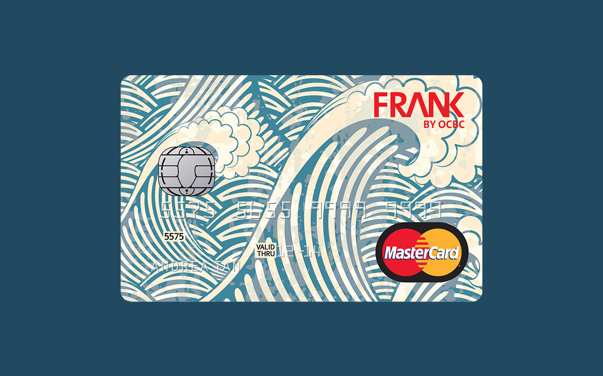 A card design featuring graphic blue waves for FRANK by OCBC