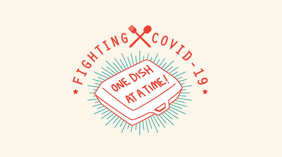 Logo that reads “Fighting COVID-19 One Dish at a Time”, Wild’s passion project to show appreciation to hawkers