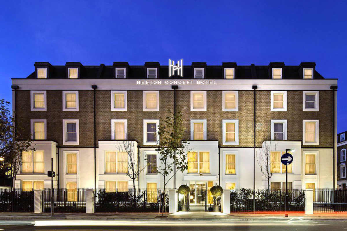 Wide exterior shot of a Heeton Concept Hotel in Hammersmith, London